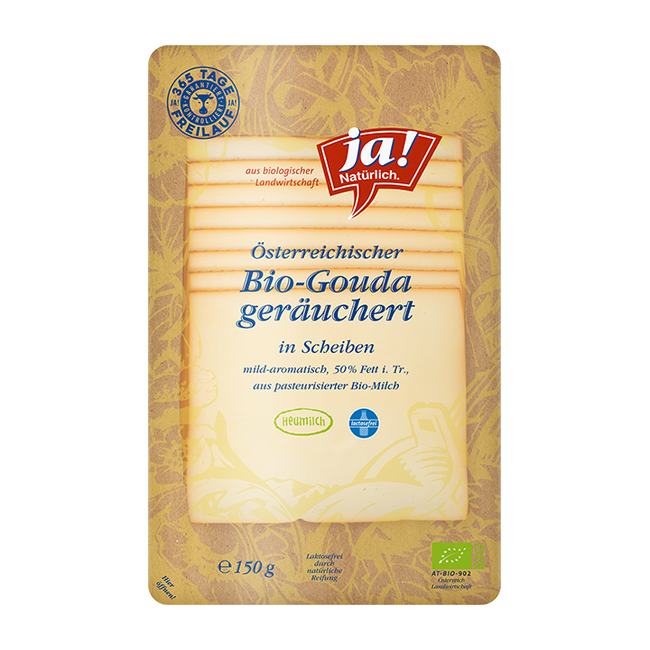 Bio-Gouda Scheiben aus Heumilch geräuchert