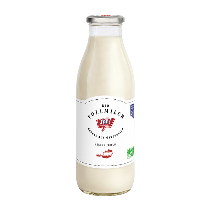 Bio-Vollmilch in der Mehrweg-Glasflasche