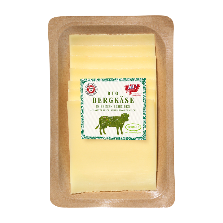 Bio-Bergkäse in feinen Scheiben aus Heumilch