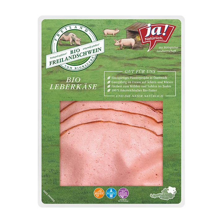 Bio-Leberkäse vom Freilandschwein geschnitten