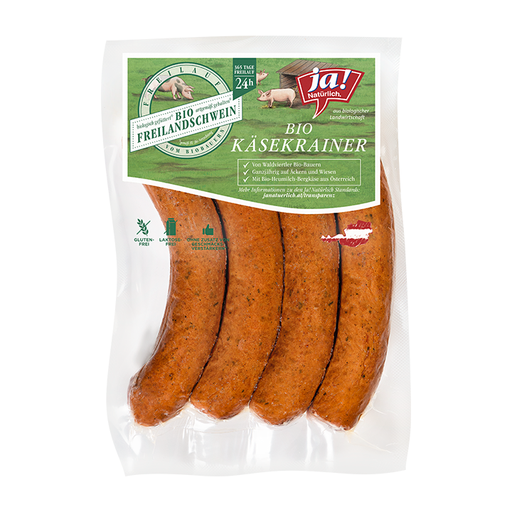 Bio-Käsekrainer vom Freilandschwein