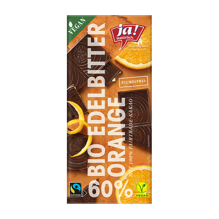 Bio-Edelbitterschokolade 60% mit kandierter Orangenschale