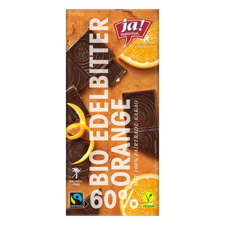 Bio-Edelbitterschokolade 60% mit kandierter Orangenschale