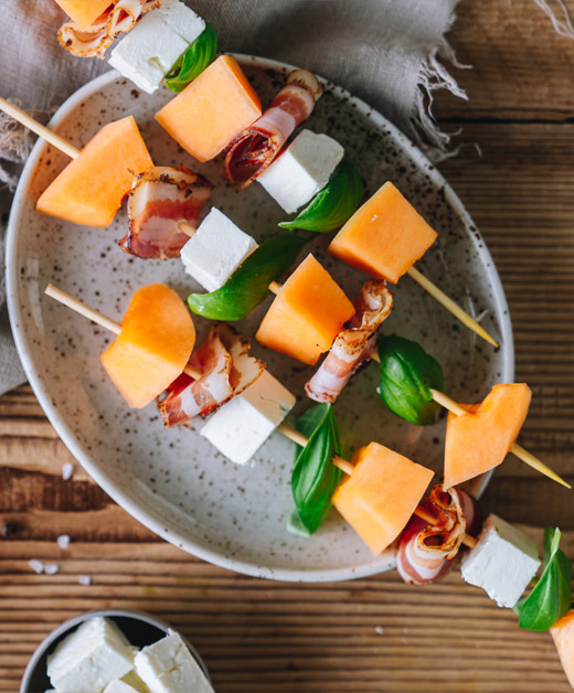 Zuckermelone am Spieß mit Speck und Feta - Ja! Natürlich