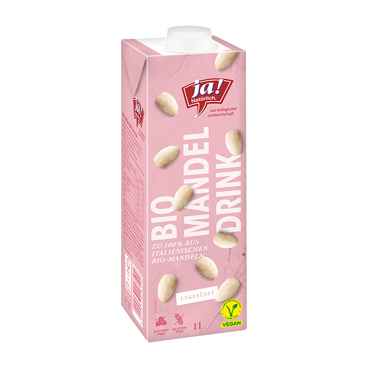 Bio-Mandeldrink ungesüßt und ungekühlt