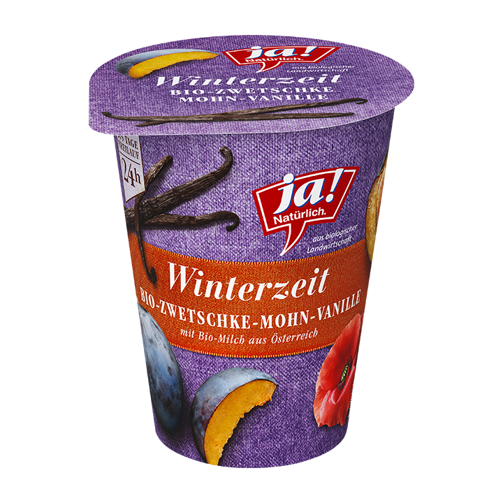Bio-Fruchtjoghurt 3,6 % Winterzeit Zwetschke Mohn Vanille