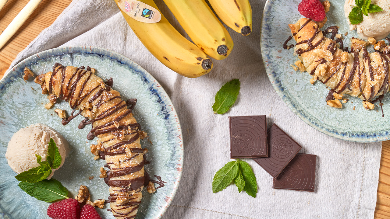 Grillbananen im Blätterteigmantel