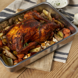 Brathuhn mit Wintergemüse & Erdäpfel