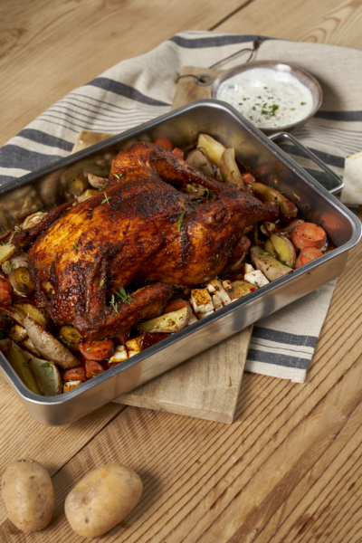 Brathuhn mit Wintergemüse & Erdäpfel