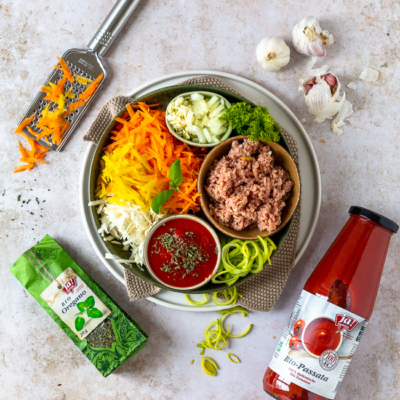 Gnocchi-Auflauf Faschiertes-Kräuterseitling