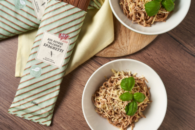 Spaghetti Carbonara mit Dinkel-Vollkorn-Spaghetti