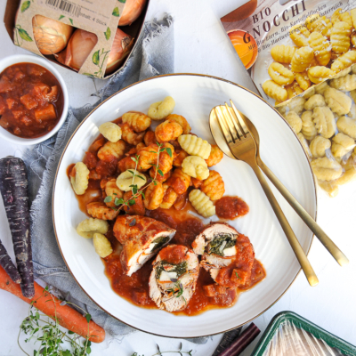 Wiesenhendl-Rollbraten mit Gnocchi