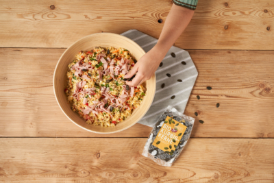 Fitnesssalat mit Leberkäse