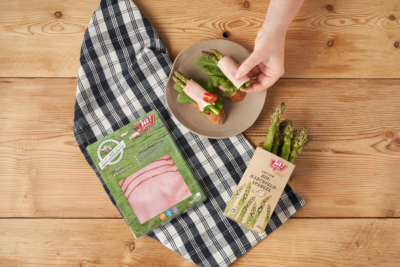 Baguette mit Leberkäse und Spargel