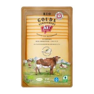 Bio-Gouda Scheiben aus Heumilch geräuchert