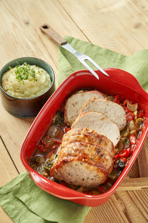 Karreebraten mit Erdäpfelpüree