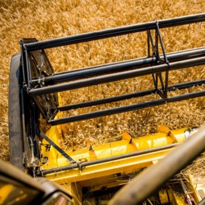 Nahaufnahme des Erntevorsatzes des Mähdrescher