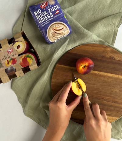 Nektarinen-Himbeer-Kompott mit Ruck-Zuck-Grieß