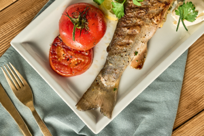 gegrillter Bachsaibling