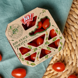 Bio-Snacktomaten in Verpackung und lose