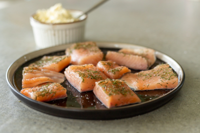 Glutenfreie Blinis Buchweizenmehl Seeforellenfilet Lisa Shelton