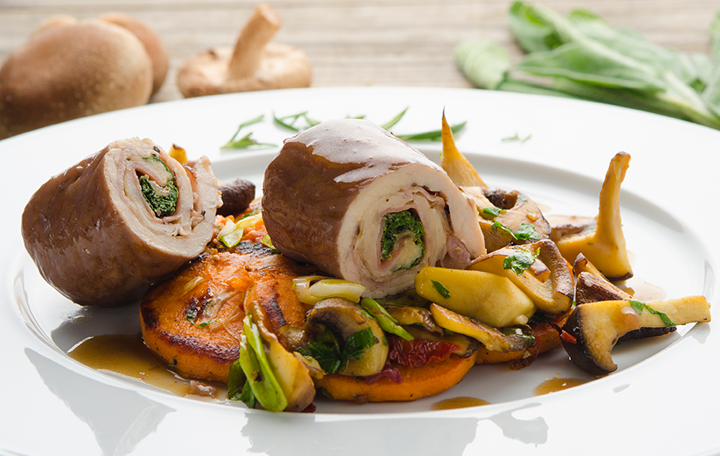 Saltimbocca von der Pute mit Süßkartoffelgröstl