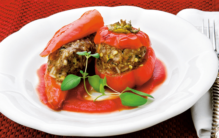 Gefüllte Paprika mit Gemüse und Reis