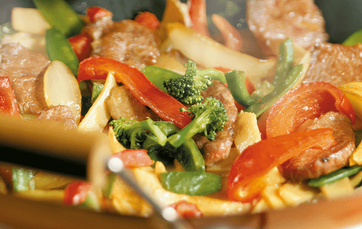 Lammfleisch mit feurigem Wokgemüse