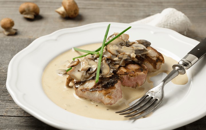 Kalbsfilets in Champignonrahmsauce