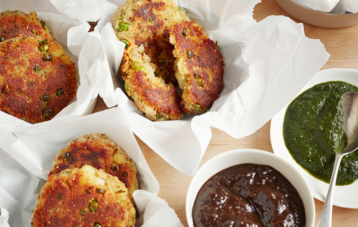 Knusprige Kartoffel-Laibchen mit 2 Chutneys