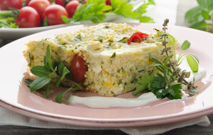 Goldhirse-Auflauf mit Kräutern und Feta