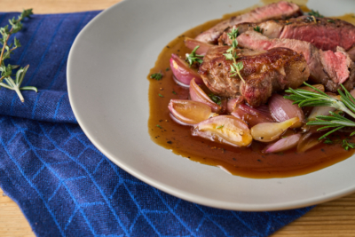 Ja! Natürlich Rostbraten Rib Eye Steak mit Honig Schalotten