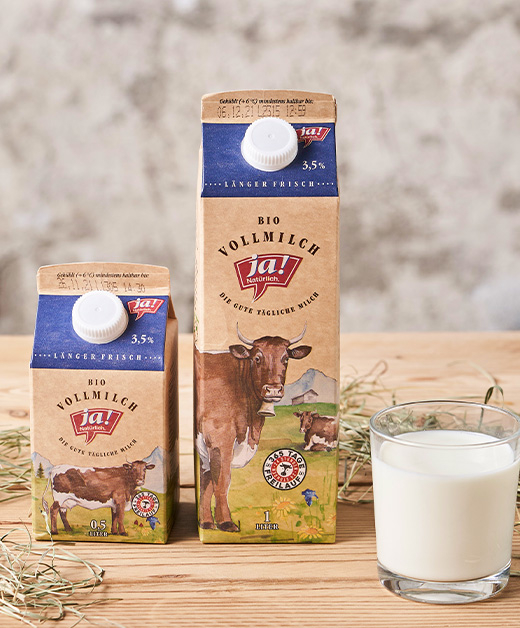 Glas und Verpackungen Vollmilch - Ja! Natürlich