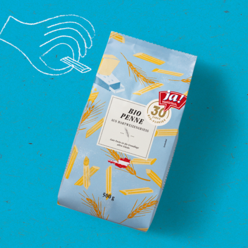 30 Jahre Ja! Natürlich - Bio-Penne - Meilenstein: Raus aus Plastik