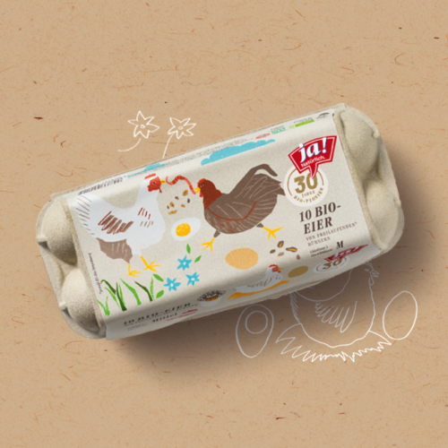 30 Jahre Ja! Natürlich - Bio-Eier aus Freilandhaltung - Meilenstein: Es leben die Gockel