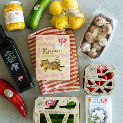 Bio Schweinderlnudeln von Ja! Natürlich Nudelsalat für Kids