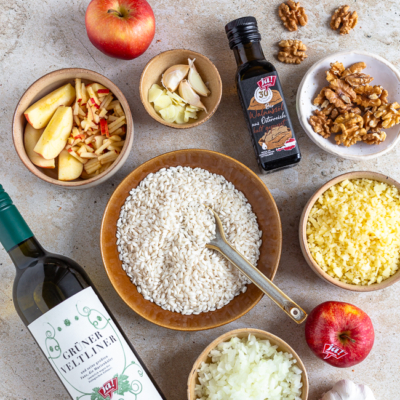 Bio-Walnussrisotto mit Ja! Natürlich Bio-Walnussöl