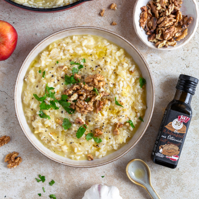 Bio-Walnussrisotto mit Ja! Natürlich Bio-Walnussöl