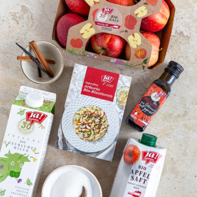 Bio-Milchreis mit Apfelkompott und Mohnöl von Ja! Natürlich