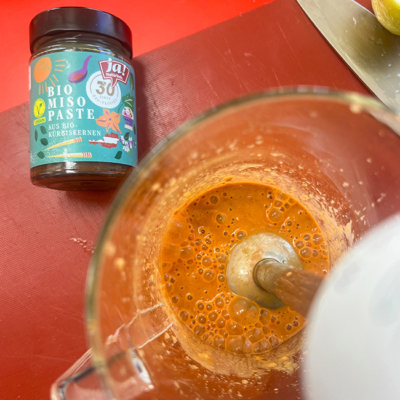 Balsamico Shiitake Pilze mit Steckrüben Erdäpfel Püree & Kürbis Miso Tomaten Jus von Ja! Natürlich