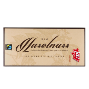 Bio-Vollmilchschokolade mit ganzen Haselnüssen