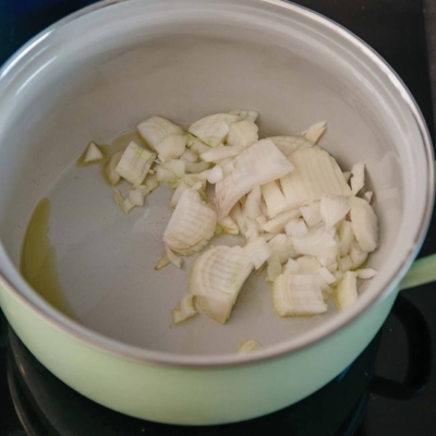 Bio-Zwiebel in einem Topf.