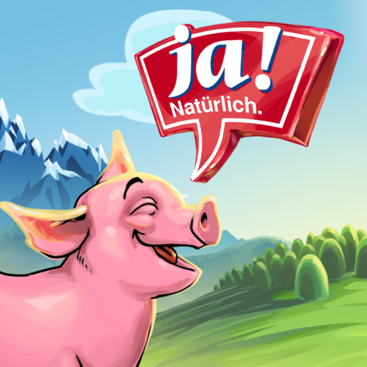 Ja! Natürlich Schweinderl als Cartoon