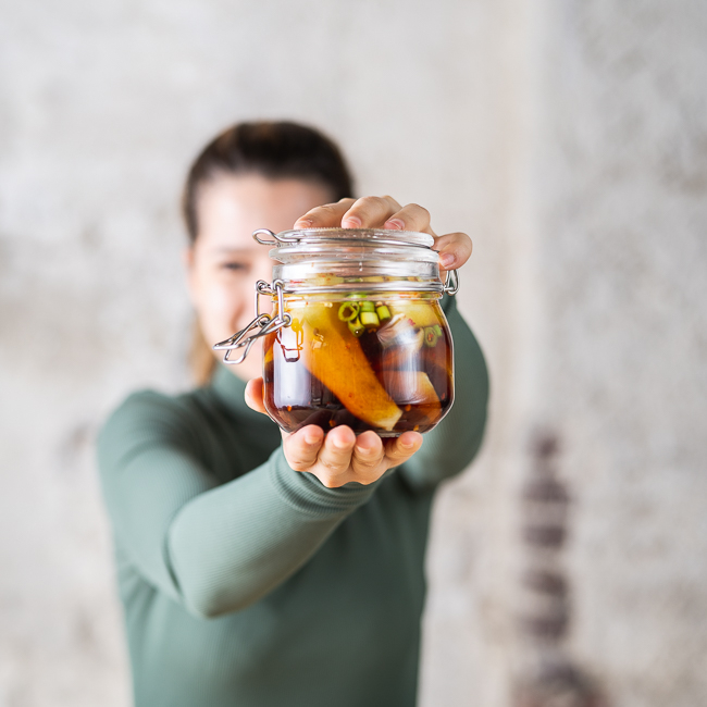 Fermentierte Birnen süß-sauer
