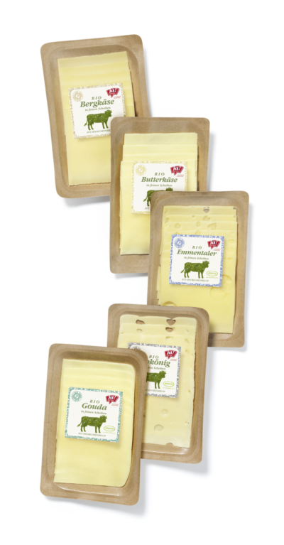 Ja! Natürlich Heublumenmilch Käse Sorten in der neuen Papiertassen Verpackung