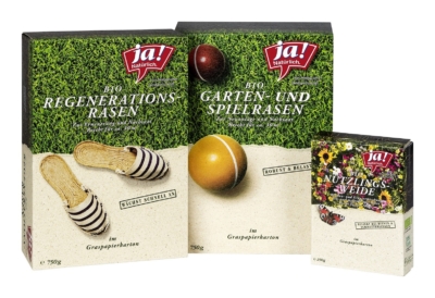Ja! Natürlich Rasenmischungen in neuer Graspapierverpackung