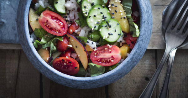 Reis-Taboulé mit Pfirsich