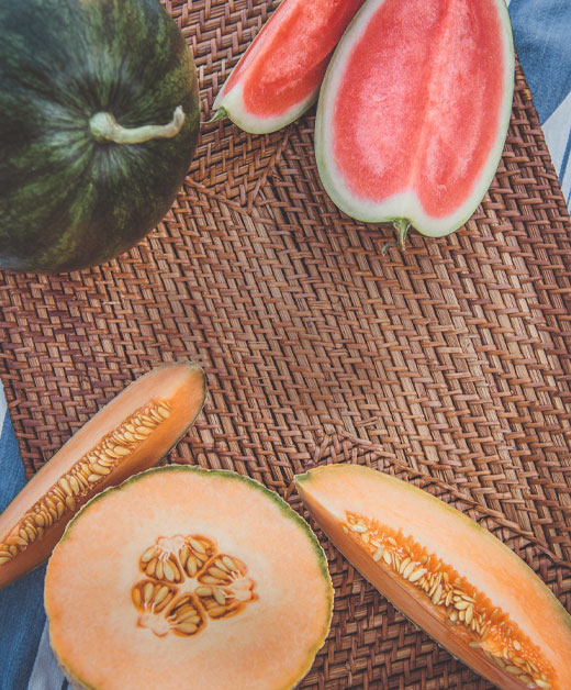 Ja! Natürlich Bio-Melonen aufgeschnitten