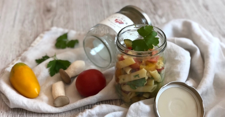 Mediterraner Nudelsalat mit Kräuterseitlingen