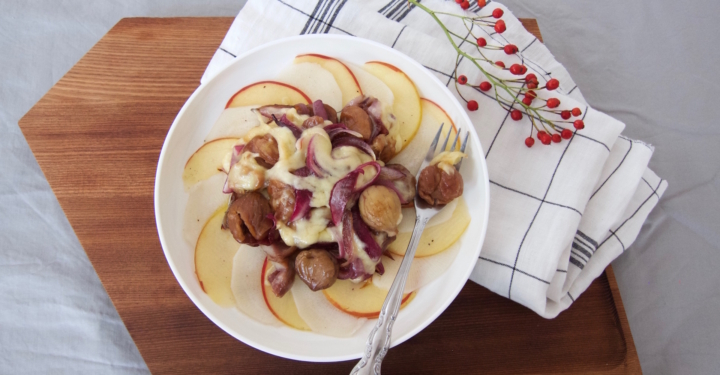 Maroni-Raclette auf Rettich-Apfel-Salat